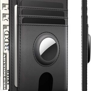 Slim Minimalist Airtag Card Wallet for Men, Front Pocket Premium Crazy Horse Lea